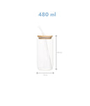 Zestaw 4 szklanek Ice Latte Natural, bambusowa pokrywka, szklana słomka
