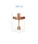 Recipient etanș miere, sticlă, capac și lingură acacia